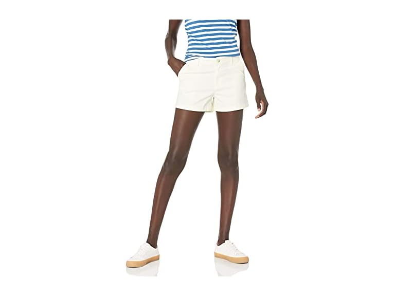 Amazon Essentials Women's Mid-Rise Slim-Fit 3.5 Inch Inseam Khaki Short, Cream, 12