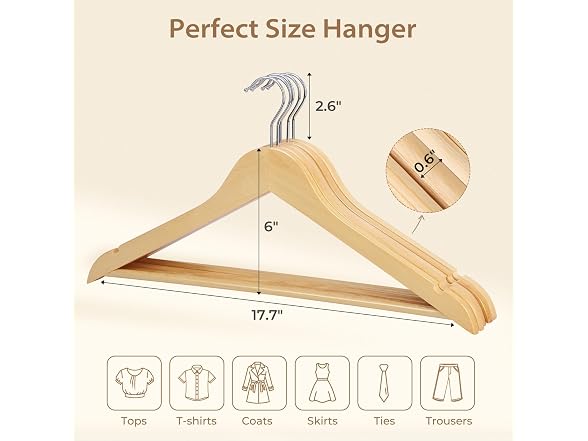 Liyarya 30 Pcs Wooden Hangers