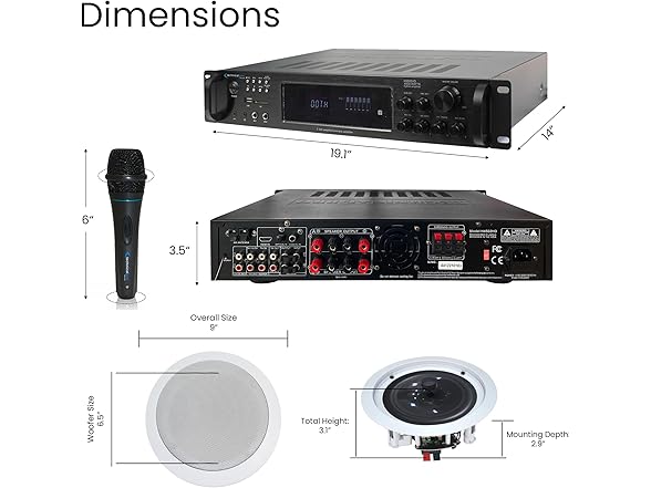 Vaiyer Home Stereo System Kit - 7.2 Channel 4500 Watts Bluetooth Amplifier