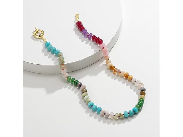 lqiqdfe Beaded Gemstone Necklace