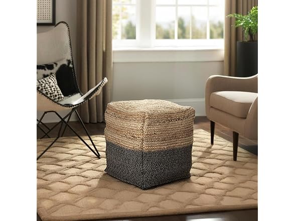 Ashley Sweed Valley Jute Pouf Natural