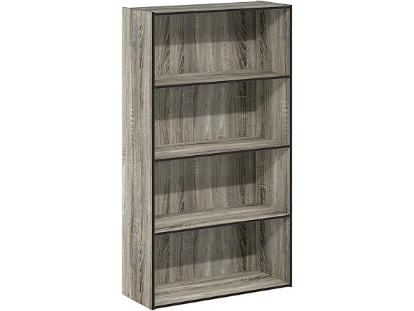 Furinno Pasir 4 Tier Open Shelf, French Oak Grey