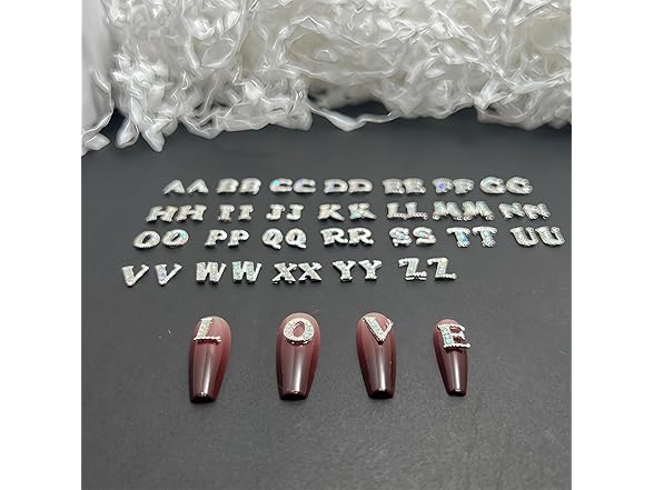 Pizadix 52 Pcs 3D Silver AB Nail Charms