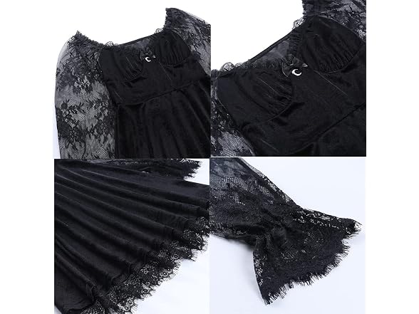 Kisswow Women (XL) Lace Gothic Velvet Dress