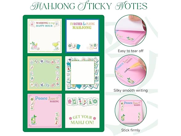 Bafeil 24pc Mahjong Gift Set w/Sticky Notes