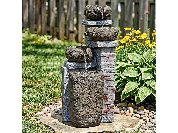 Sunnydaze Decor 30in Solar Bowl Fountain Brown - Gallery 7