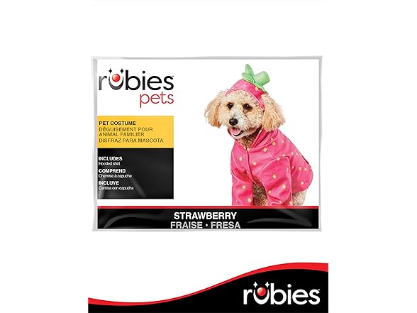 Rubies Strawberry Pet Hoodie Costume, XL