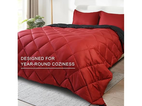 Red Reversible Comforter Set King