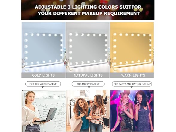 LilyHome 24.4"x 20.4" Vanity Mirror with Lights