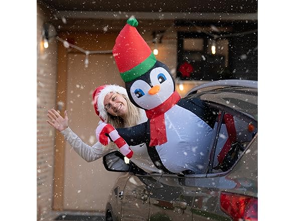 Zone Tech CR0006 Penguin Blow-Up Décor for Cars Black/W