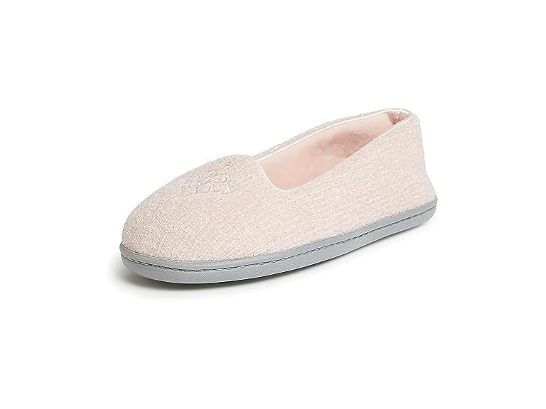Dearfoams Women's Rebecca Lightweight Cozy Memory Foam Closed Back Slipper with Wide Widths, Dusty Pink Chenille, 7-8
