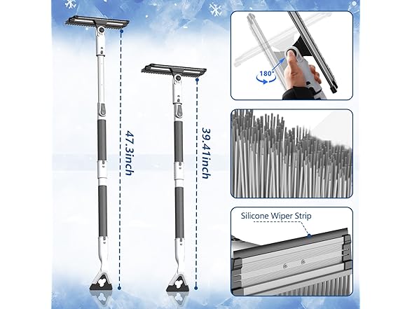 Eakertte W0095 3-in-1 Extendable Car Snow Shovel