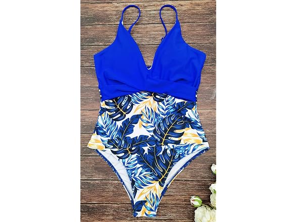 Binlowis Women (S) V Neck Push One Piece Swimsuit