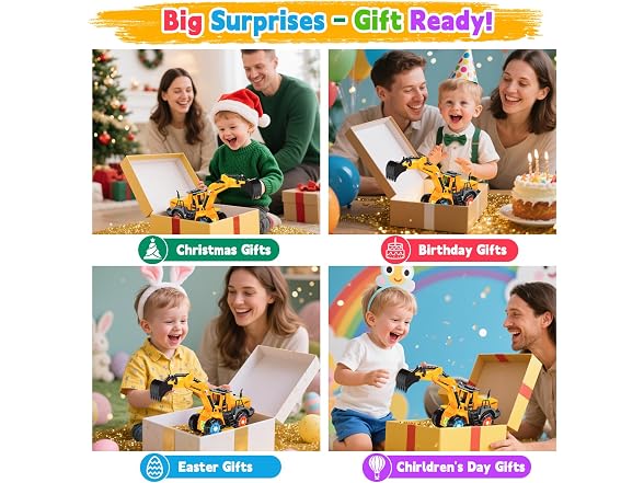 ALOTJOY Lights Music Excavator Truck Toy