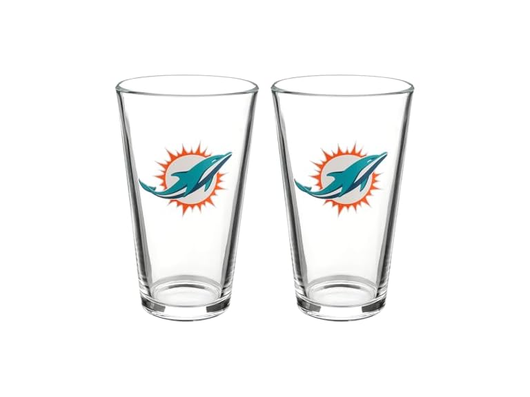 DOLPHINS Glass Beer Pint 2pk