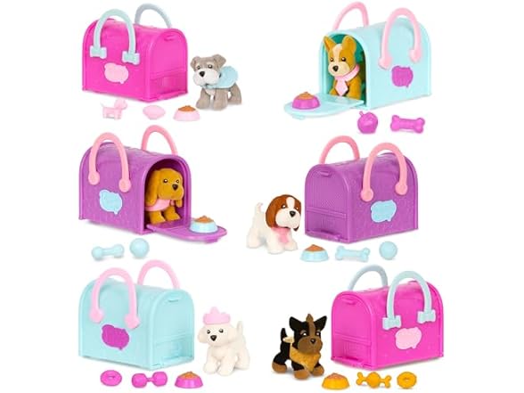 Pucci Pups - Collectible Puppy Set – 6 Toy Dogs