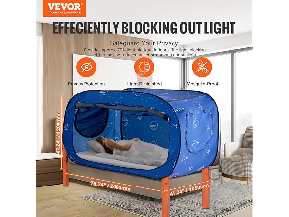 VEVOR Bed Tent, Pongee Fabric, 2 Doors