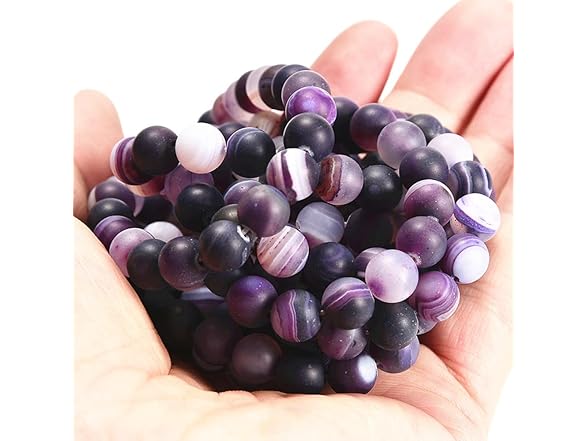 8mm Purple Stripe Agate Loose Beads