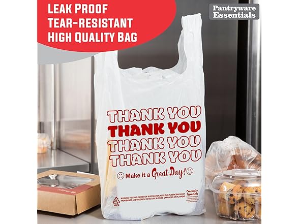 Pantryware Essentials Thank You Plastic Take Out Bag