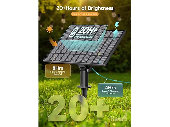 Minetom 34 FT S14 Solar String Lights