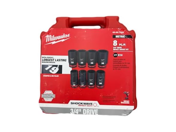 Milwaukee 49-66-7020 SHOCKWAVE 3/4in Dr 6pt Set 8pc