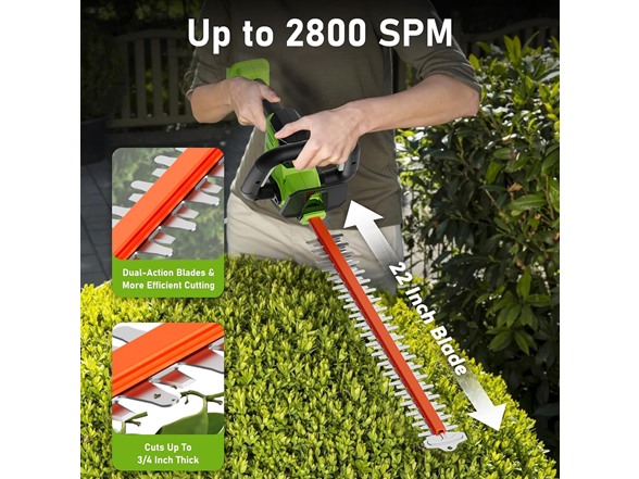 sunchers 22" Cordless Hedge Trimmer