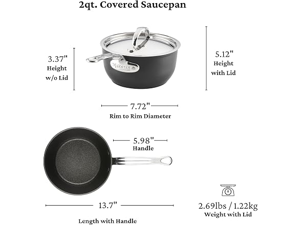 Hestan TITUM Fusion 2 Quart Nonstick Saucepan with Lid
