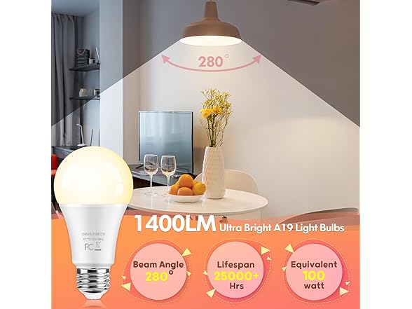 TOBUSA 12-Pack A19 LED Light Bulbs 2700K
