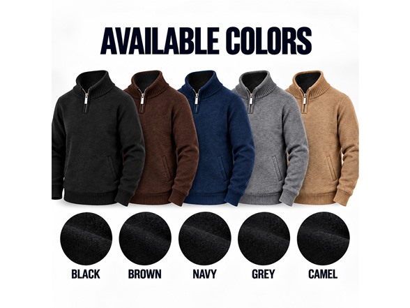 3Pk Mens Fleece Quarter Zip Sweaters