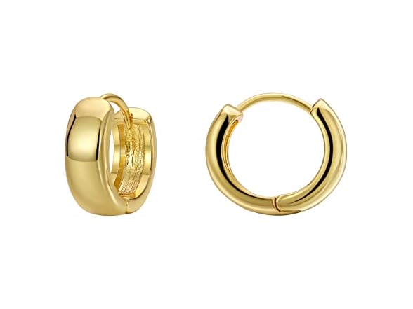 14K Gold Plated Cylindrical Hoop Earring