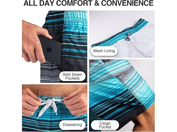 Kanu Surf Men's Black/Aqua Trunk (M)