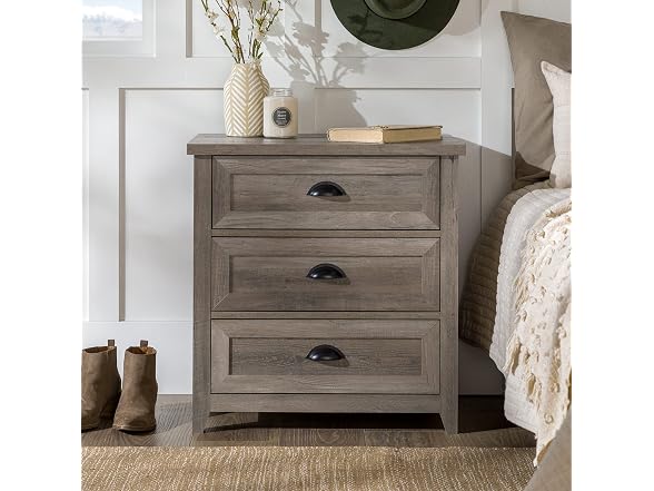 Walker Edison Hazel Modern Farmhouse 3 Drawer Nightstand