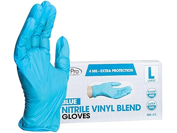 Disposable Nitrile Gloves, Large, 100-Count