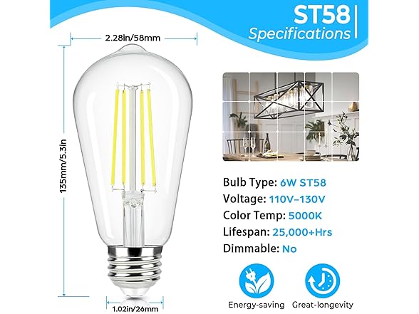 Brightever B0DHGKFF9D 4-Pack Vintage LED Edison Bulb
