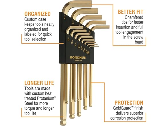 Bondhus 20899 Inch/Metric GoldGuard LWrench 2 Pack