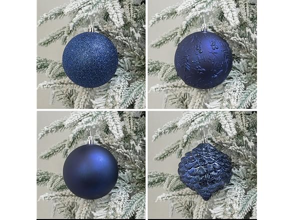 KI Store Large Dark Blue Christmas Balls 4-Inch 16pcs
