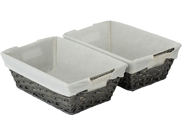 Sukkiri Homu Wicker Storage Basket with Handles, 2-Pack 