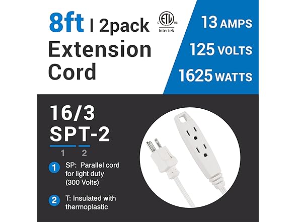 Clear Power 6ft 3 Outlet HD Flat Plug Ext Cord 14/3