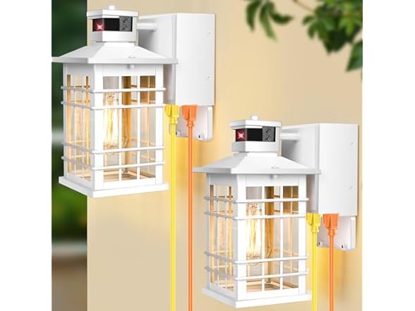 Kondras Porch Light with GFCI Outlets Built-in, Motion Sensor Dusk to Dawn