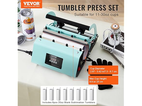 VEVOR Tumbler Heat Press Machine and Sublimation Tumblers