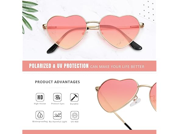 Eiuizah Polarized Heart Sunglasses