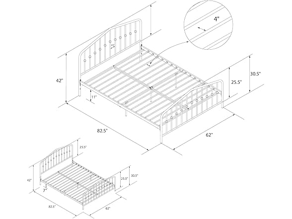 Novogratz Bushwick Metal Bed with Headbo
