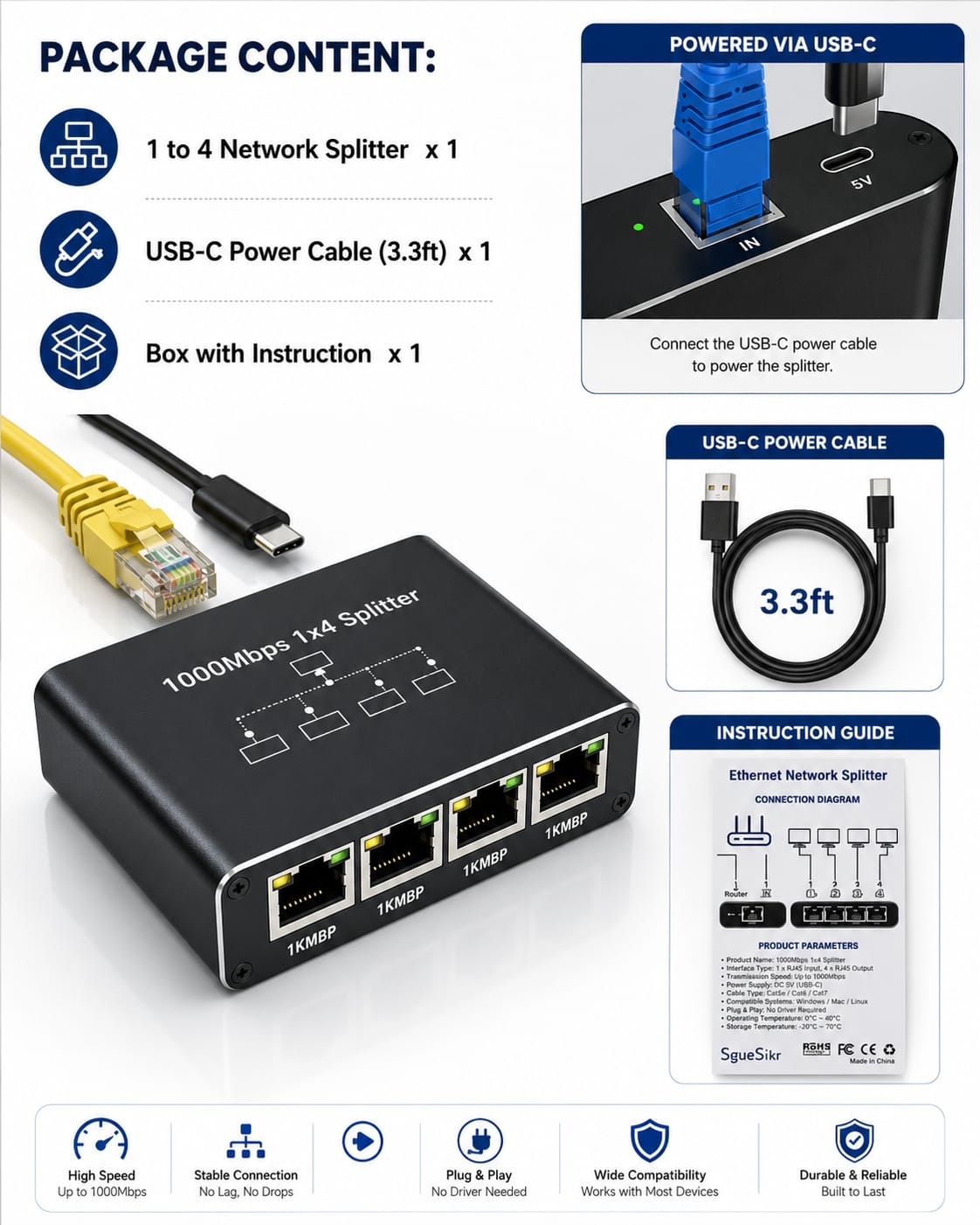 RJ45 Gigabit Ethernet Splitter - Gallery 8