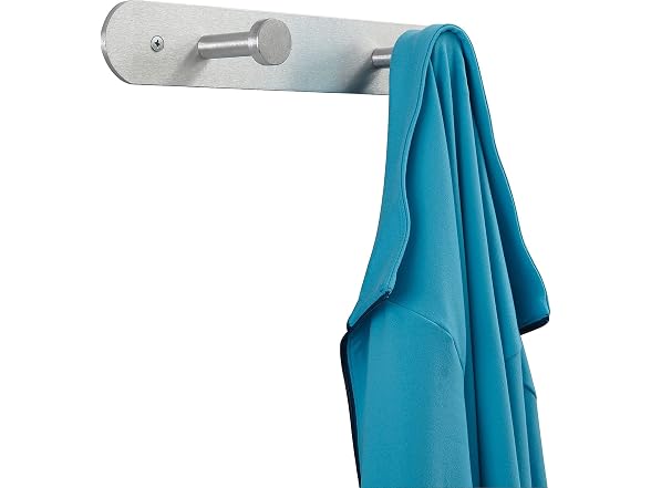 Safco 4200 Nail Head Wall Coat Rack Two Hooks12"