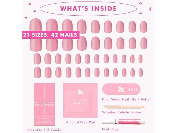 Olive & June Instant Mani Press On Nails (Glue) | Mauve 