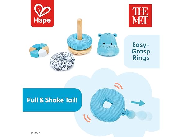 Hape x The Met William the Hippo Baby Stacke