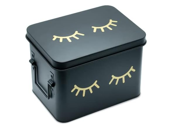 AQ Matte Black & Gold Metal Storage Box 