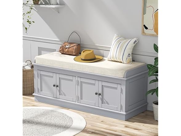 MODCART Storage Bench 4 Doors Gray