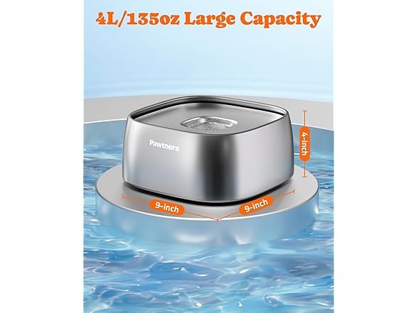 Pawtners W0766 Dog Water Bowl No Spill Sliver