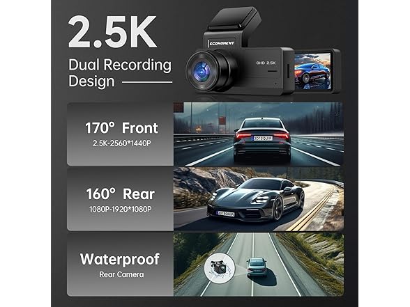 S70 Dash Cam Front and Rear | 2.5K Dual Dash